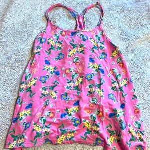 Pink flower old navy tank top with cross back